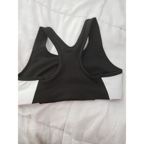Nike Dri-FIT Youth Racerback Colorblock Black White Sports Bra Medium - Picture 3 of 4